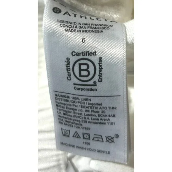 Athleta Cabo Linen Wide Leg Pant Calla Lily White Size 6  With Elastic Waist - Picture 10 of 10